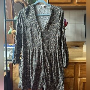 Topshop Floral Mini Dress with Buttons